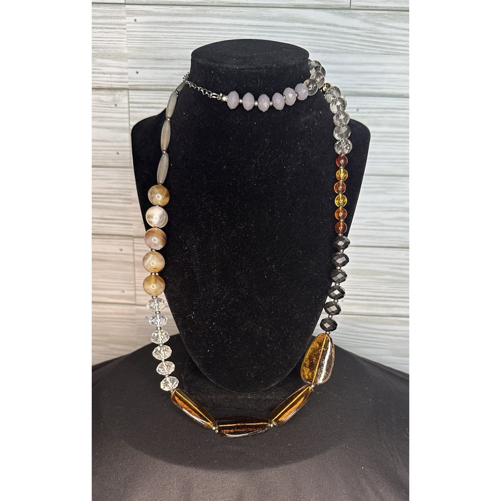 Cookie Lee Vintage Necklace Multi-Color Beads, 40-inch Strand, Earth Tones, Boho